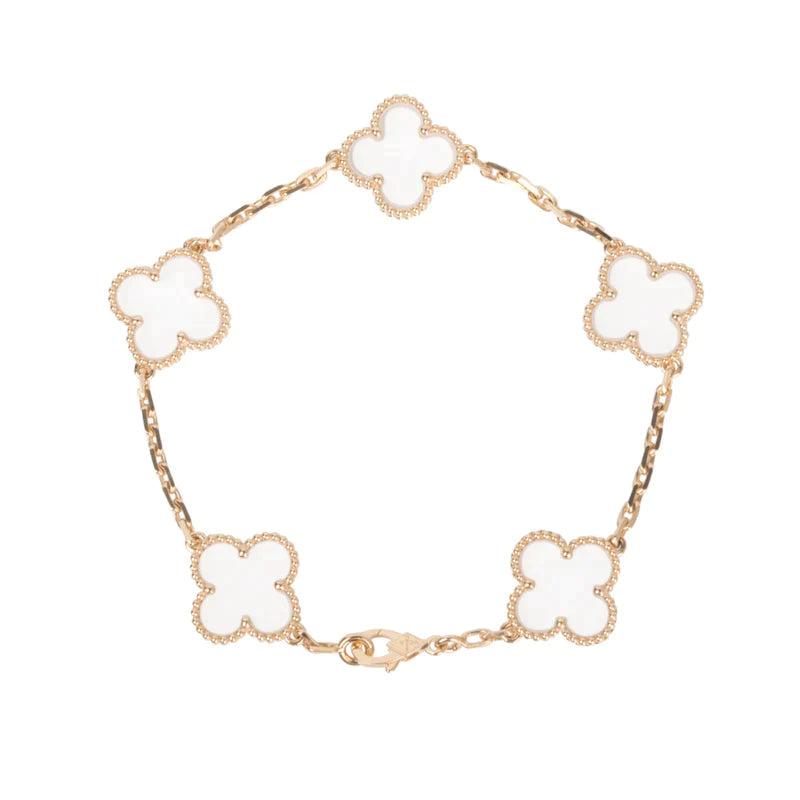 [⭐JeweliWhal]CLOVER 5 MOTIF ROCK CRYSTAL BRACELET