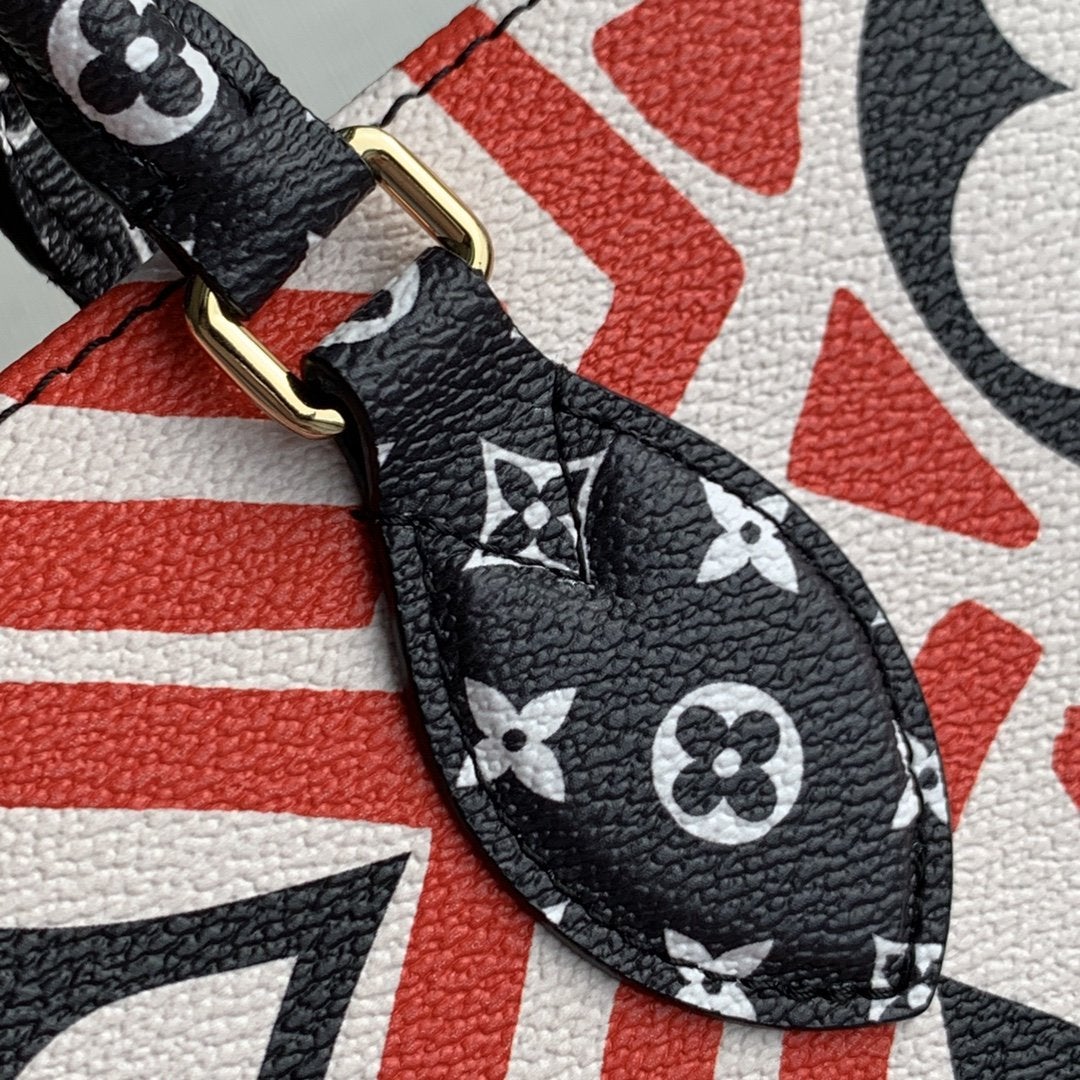 LV CRAFTY ONTHEGO GM CREME UND ROTES MONOGRAMM RIESENLEINWAND