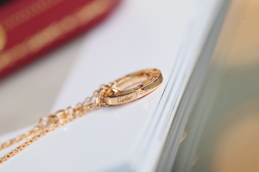 ®Jewelicorn®ラブネックレス 調節可能 ローズゴールド 2ダイヤモンド