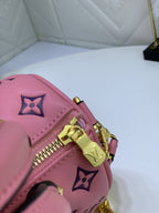 SPEEDY 22 PINK BLACK MONOGRAM EPROSSED LAMBSKIN