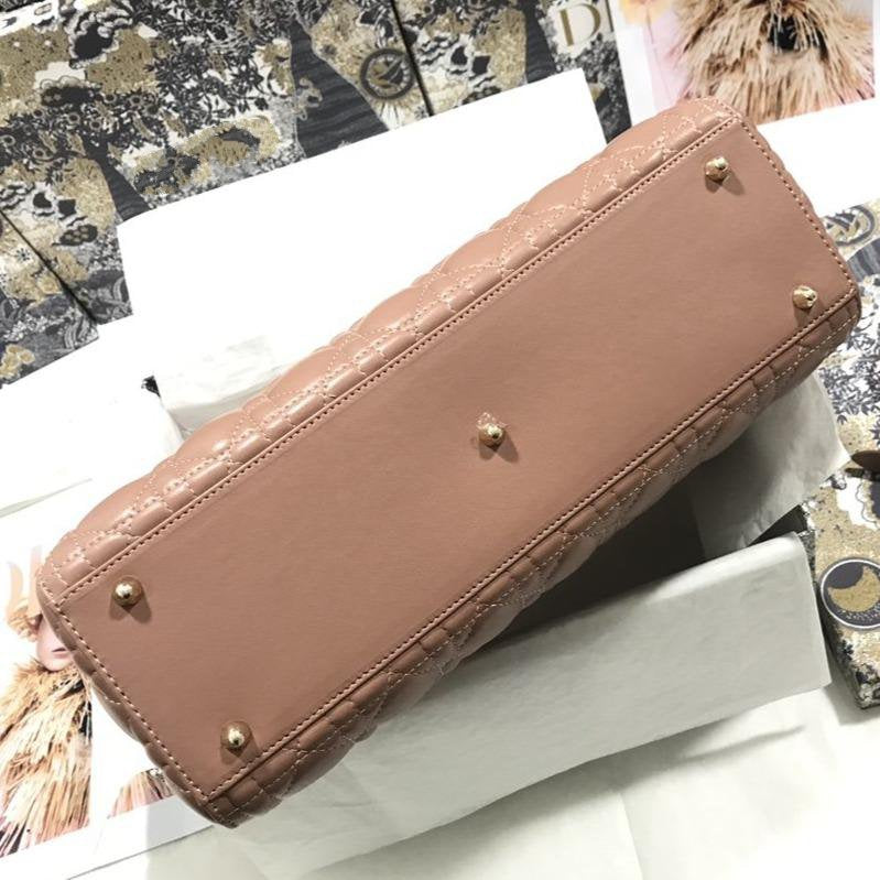 Große Damentasche 32 cm, beige Cannage-Lammleder