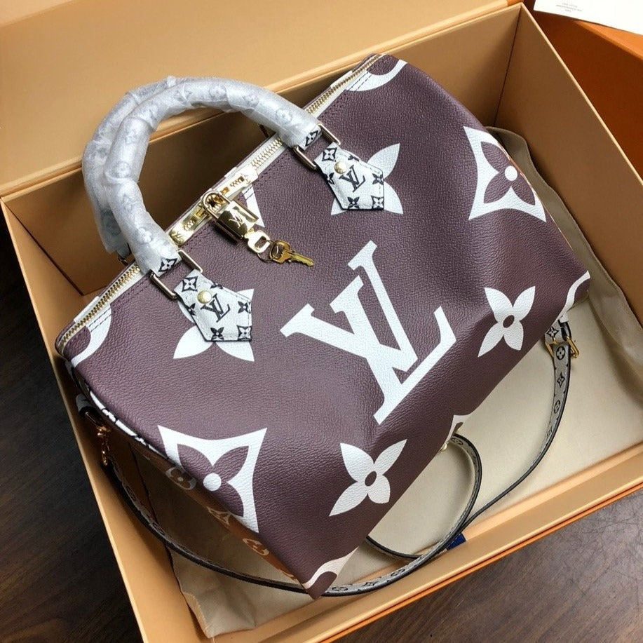 SPEEDY BANDOULIERE 30 BRAUN-WEISS RIESENMONOGRAMM-LEINWAND