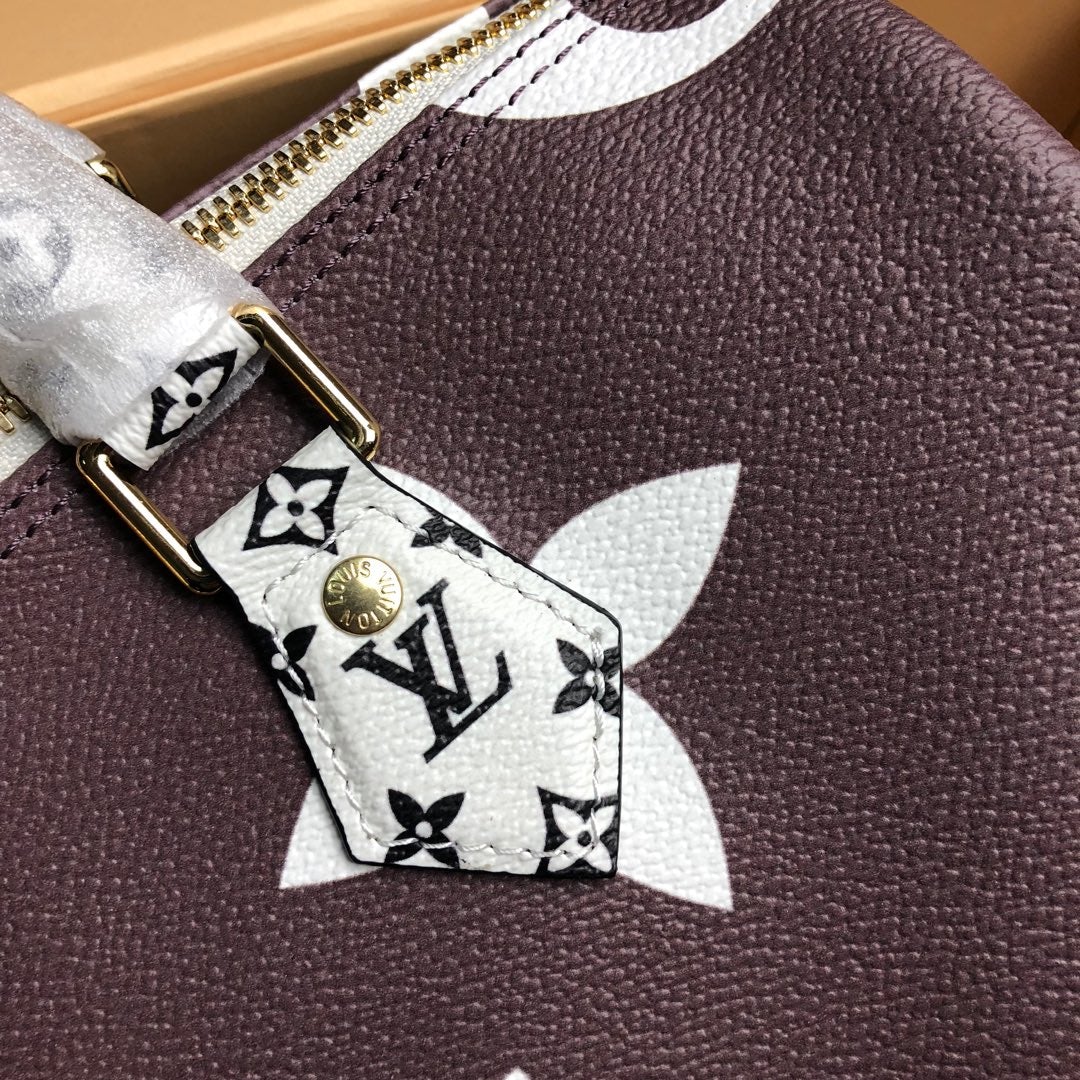 SPEEDY BANDOULIERE 30 BRAUN-WEISS RIESENMONOGRAMM-LEINWAND