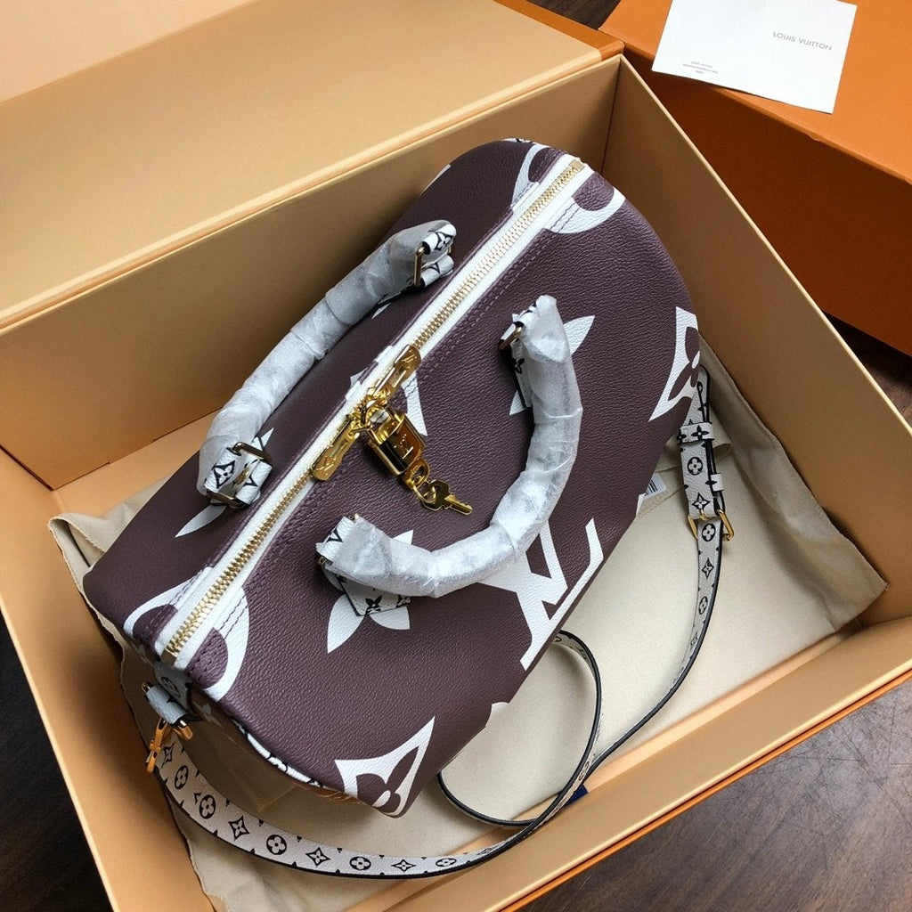 SPEEDY BANDOULIERE 30 BRAUN-WEISS RIESENMONOGRAMM-LEINWAND