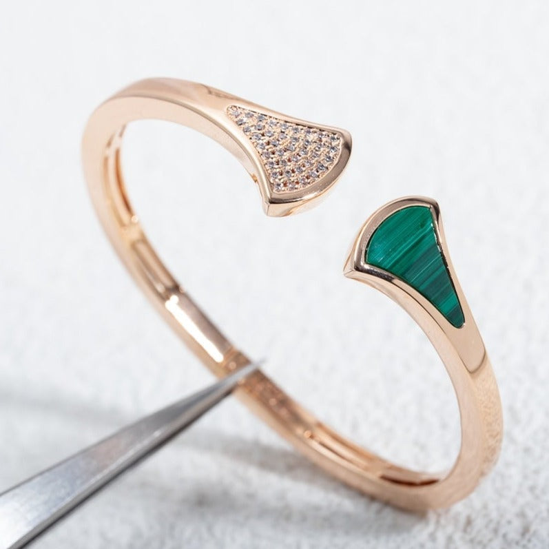 ®Jewelicorn®ドリームブレスレット オープン マラカイト ピンクゴールド