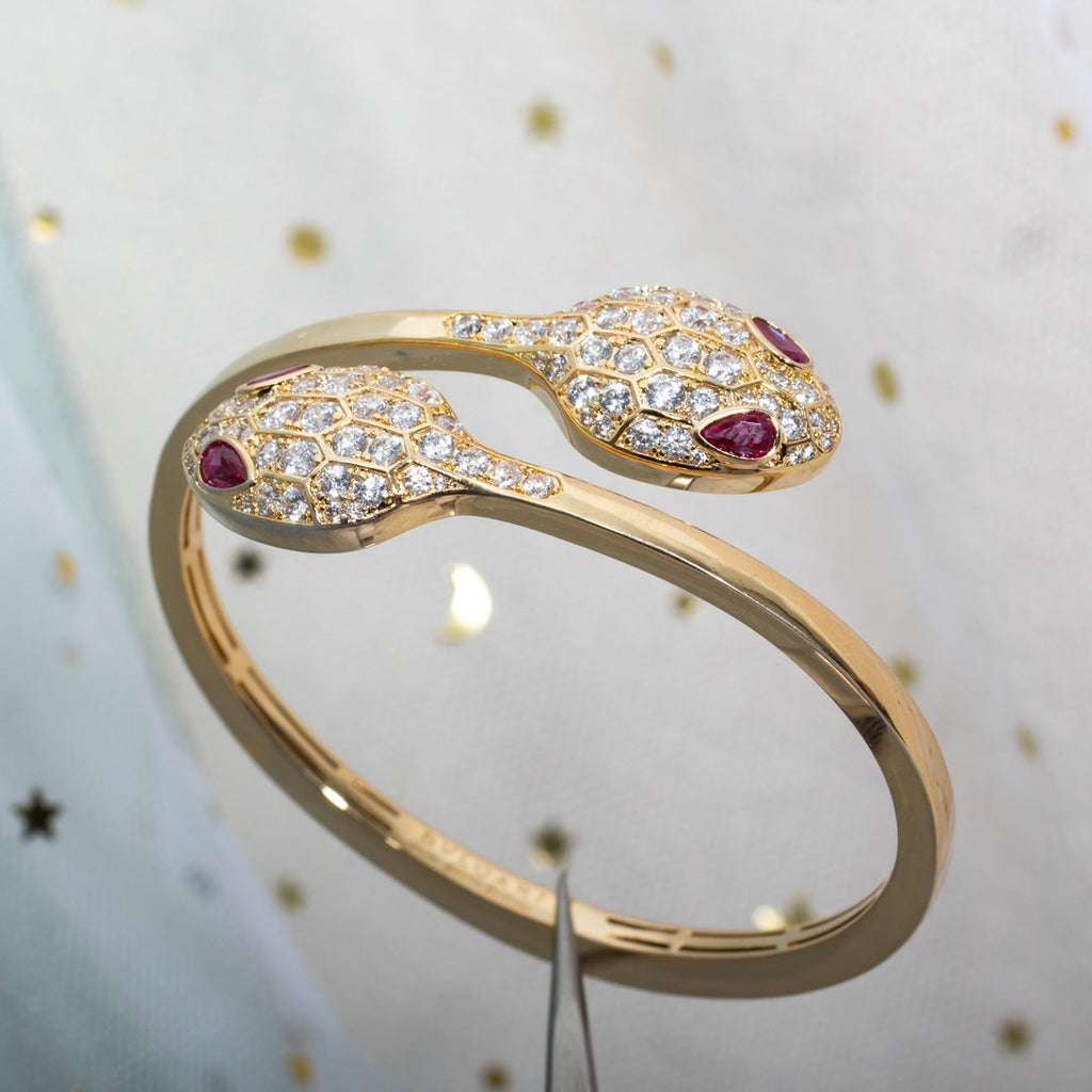 ¡®Jewelicorn¡¯SERPENTI BRACELET PINK GOLD DIAMOND DOUBLE SNAKE