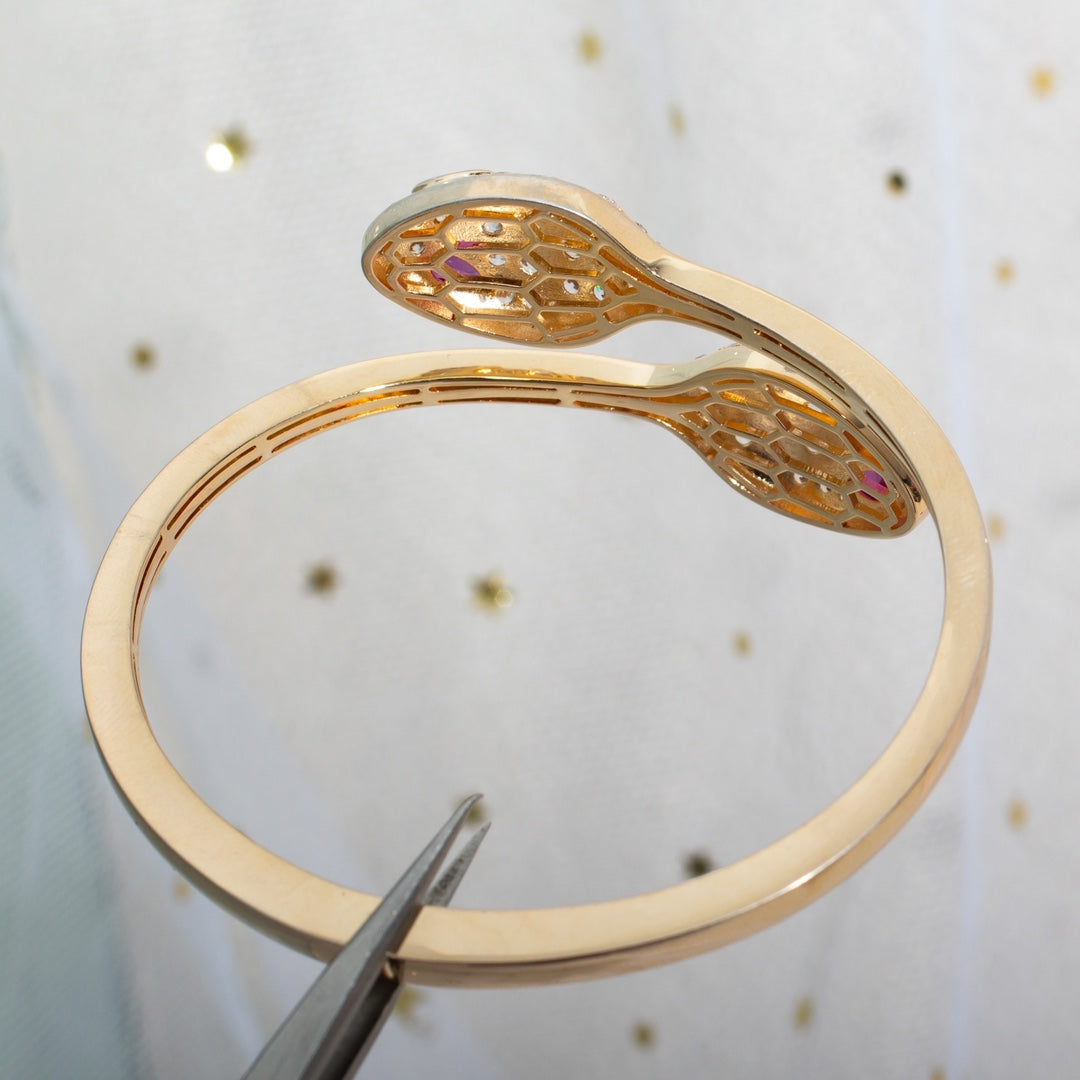 ¡®Jewelicorn¡¯SERPENTI BRACELET PINK GOLD DIAMOND DOUBLE SNAKE