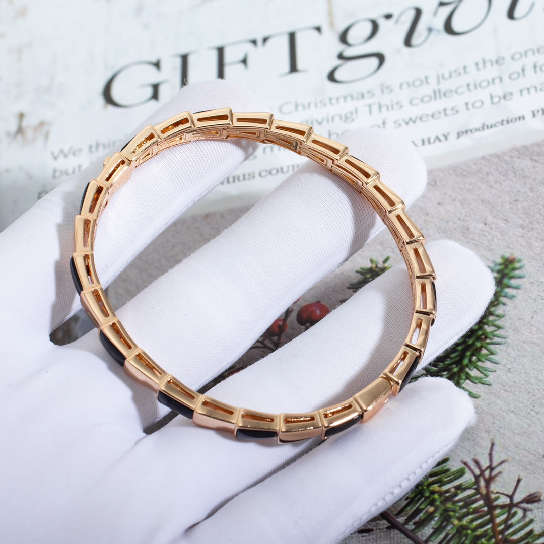 ®Jewelicorn® セルペンティ ブレスレット ピンクゴールド オニキス