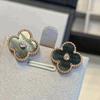 ®Jewelicorn®クローバー ミディアム 1モチーフ グレー モップ ダイヤモンド イヤリング