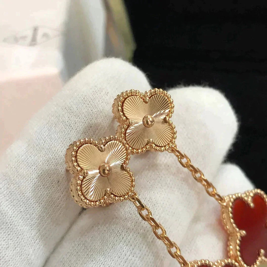 ®Jewelicorn®クローバー 2モチーフ レーザーカーネリアン イヤリング