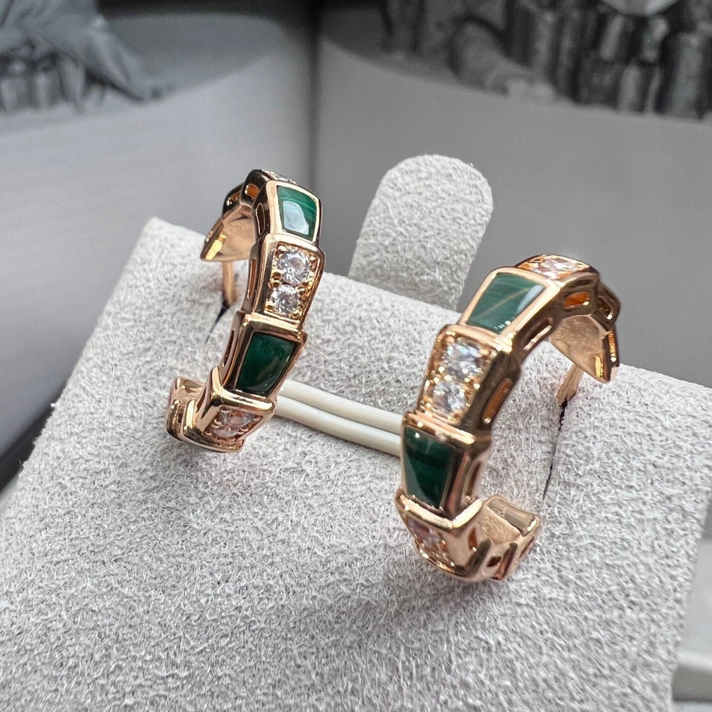 ¡®Jewelicorn¡¯SERPENTI MALACHITE PINK GOLD EARRINGS