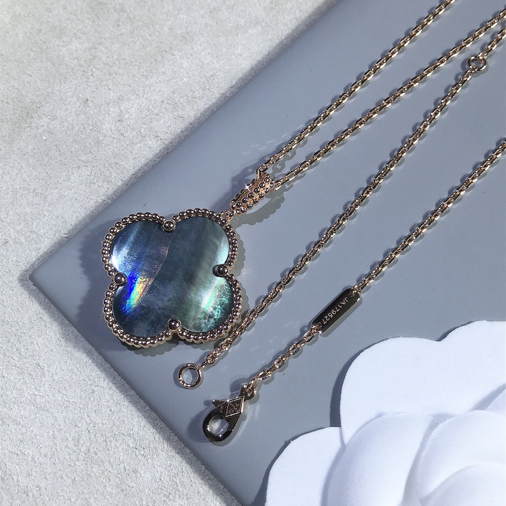 ®Jewelicorn®クローバー 25mm ゴールド ダークモップ ビッグクローバーネックレス