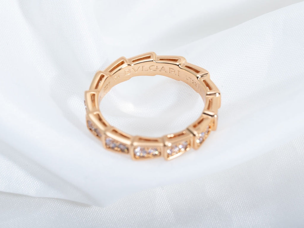 ¡®Jewelicorn¡¯SERPENTI RING PINK GOLD DIAMOND PAVED 3MM