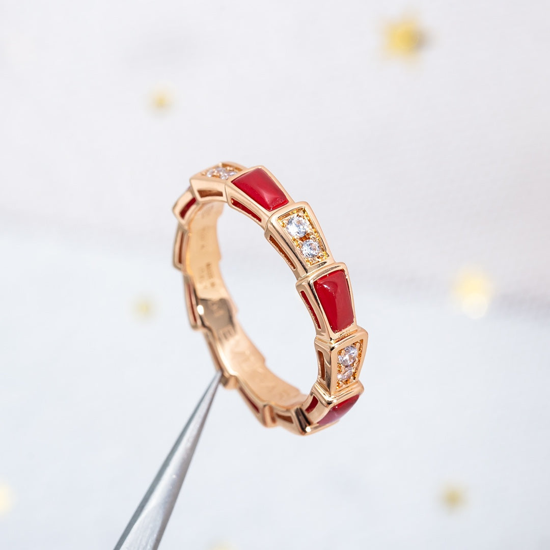 ¡®Jewelicorn¡¯SERPENTI RING PINK GOLD CARNELIAN DIAMOND 3MM
