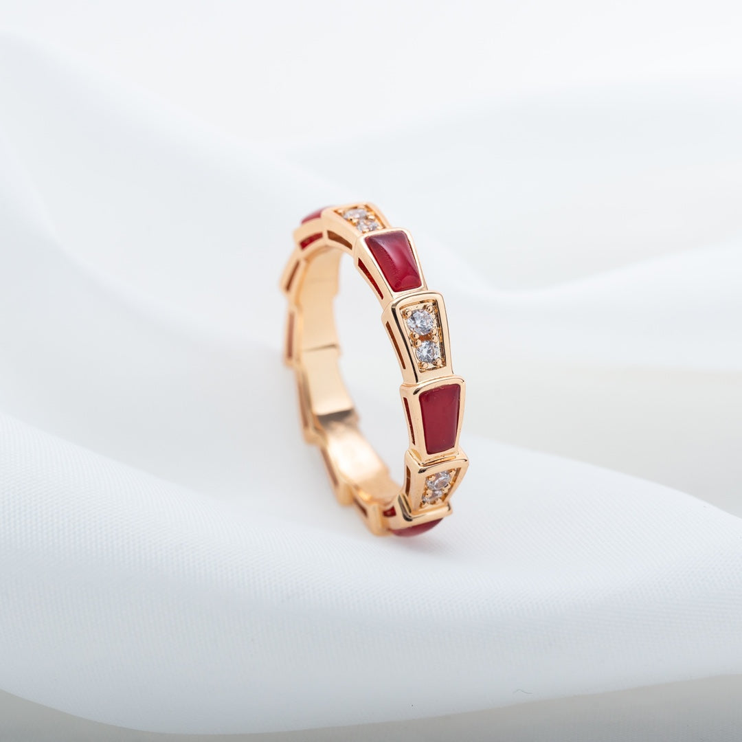 ¡®Jewelicorn¡¯SERPENTI RING PINK GOLD CARNELIAN DIAMOND 3MM