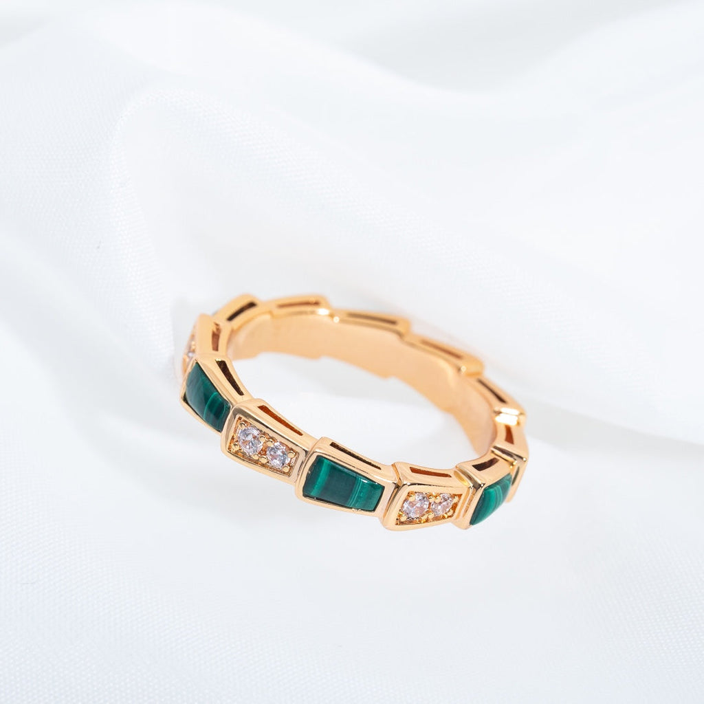 ¡®Jewelicorn¡¯SERPENTI RING PINK GOLD MALACHITE DIAMOND 3MM