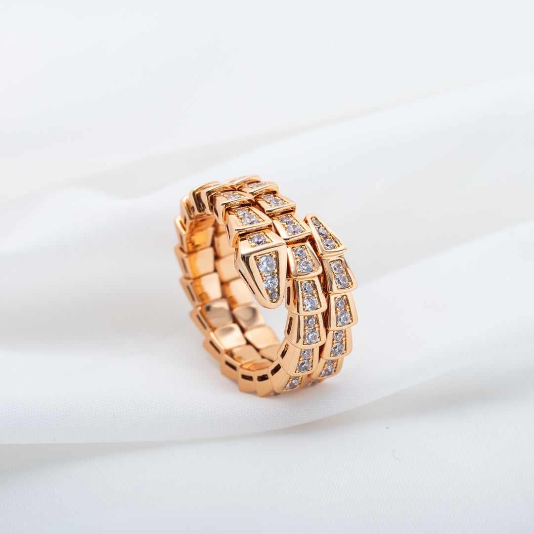 ¡®Jewelicorn¡¯SERPENTI RING PINK GOLD DIAMOND DOUBLE ROW