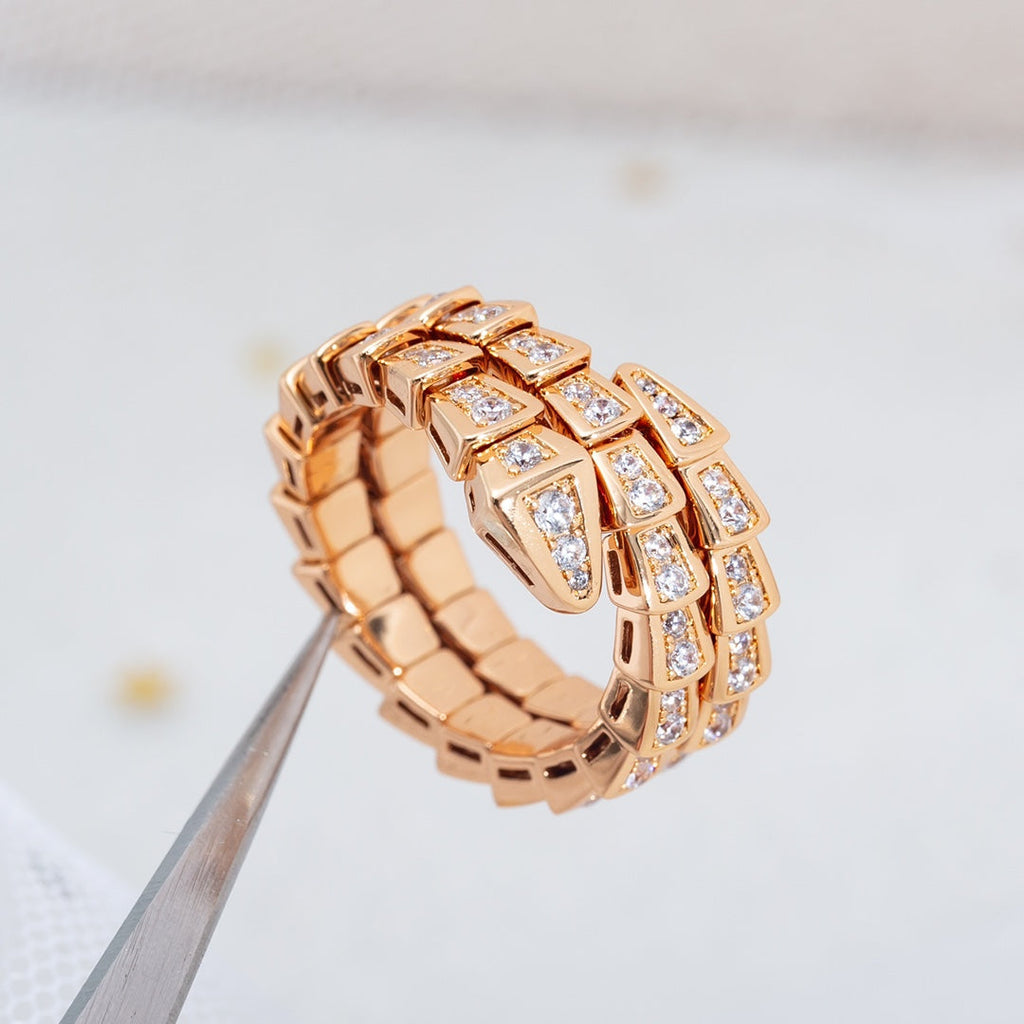 ¡®Jewelicorn¡¯SERPENTI RING PINK GOLD DIAMOND DOUBLE ROW