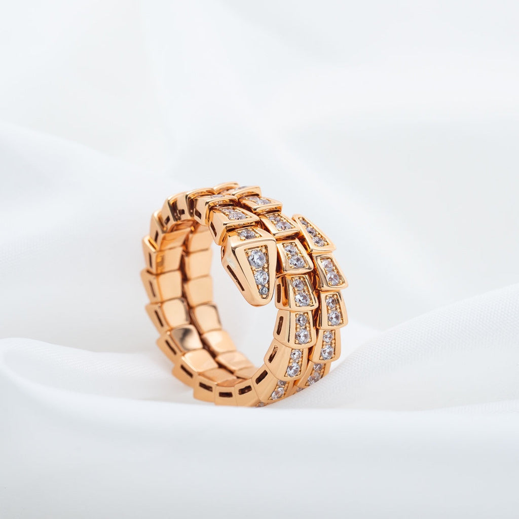 ¡®Jewelicorn¡¯SERPENTI RING PINK GOLD DIAMOND DOUBLE ROW