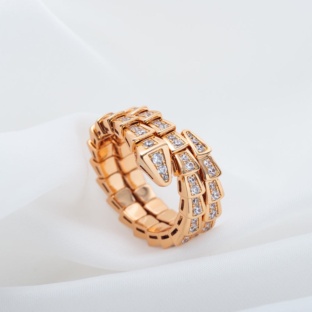 ¡®Jewelicorn¡¯SERPENTI RING PINK GOLD DIAMOND DOUBLE ROW