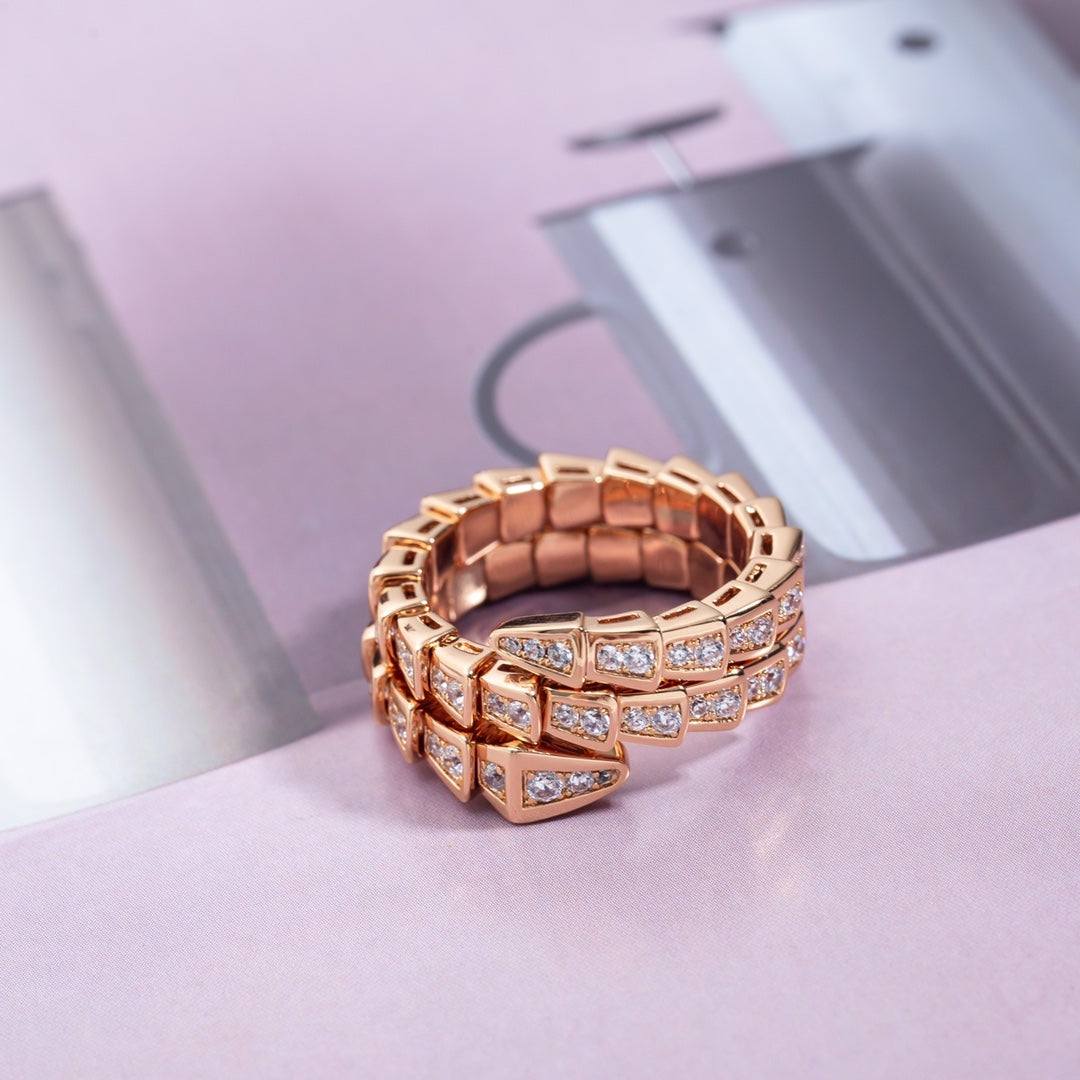 ¡®Jewelicorn¡¯SERPENTI RING PINK GOLD DIAMOND DOUBLE ROW