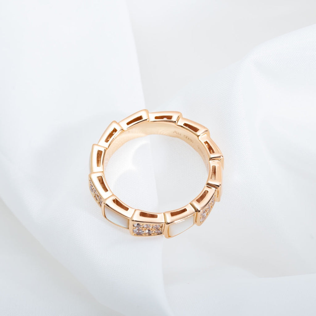 ¡®Jewelicorn¡¯SERPENTI RING PINK GOLD MOP DIAMOND PAVED 4MM