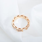 ¡®Jewelicorn¡¯SERPENTI RING PINK GOLD MOP DIAMOND PAVED 4MM