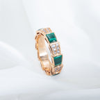 ¡®Jewelicorn¡¯SERPENTI RING PINK GOLD MALACHITE DIAMOND PAVED 4MM