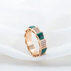 ¡®Jewelicorn¡¯SERPENTI RING PINK GOLD MALACHITE DIAMOND PAVED 4MM