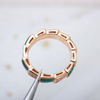 ¡®Jewelicorn¡¯SERPENTI RING PINK GOLD MALACHITE DIAMOND PAVED 4MM