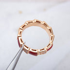 ¡®Jewelicorn¡¯SERPENTI RING PINK GOLD CARNELIAN DIAMOND PAVED 4MM