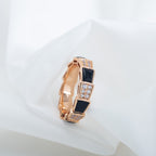 ¡®Jewelicorn¡¯SERPENTI RING PINK GOLD BLACK MOP DIAMOND PAVED 4MM