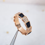 ¡®Jewelicorn¡¯SERPENTI RING PINK GOLD BLACK MOP DIAMOND PAVED 4MM