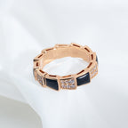 ¡®Jewelicorn¡¯SERPENTI RING PINK GOLD BLACK MOP DIAMOND PAVED 4MM