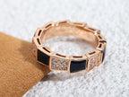 ¡®Jewelicorn¡¯SERPENTI RING PINK GOLD BLACK MOP DIAMOND PAVED 4MM
