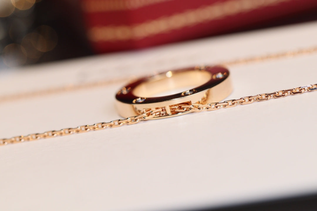 ¡®Jewelicorn¡¯LOVE NECKLACE 16MM 6 DIAMONDS PINK GOLD