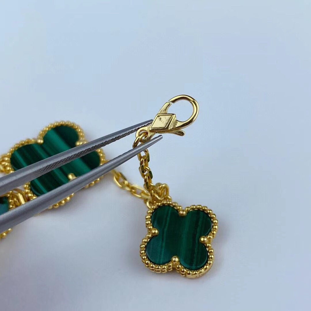 ¡®Jewelicorn¡¯MAGIC CLOVER MALACHITE GOLD BRACELET 5 MOTIFS