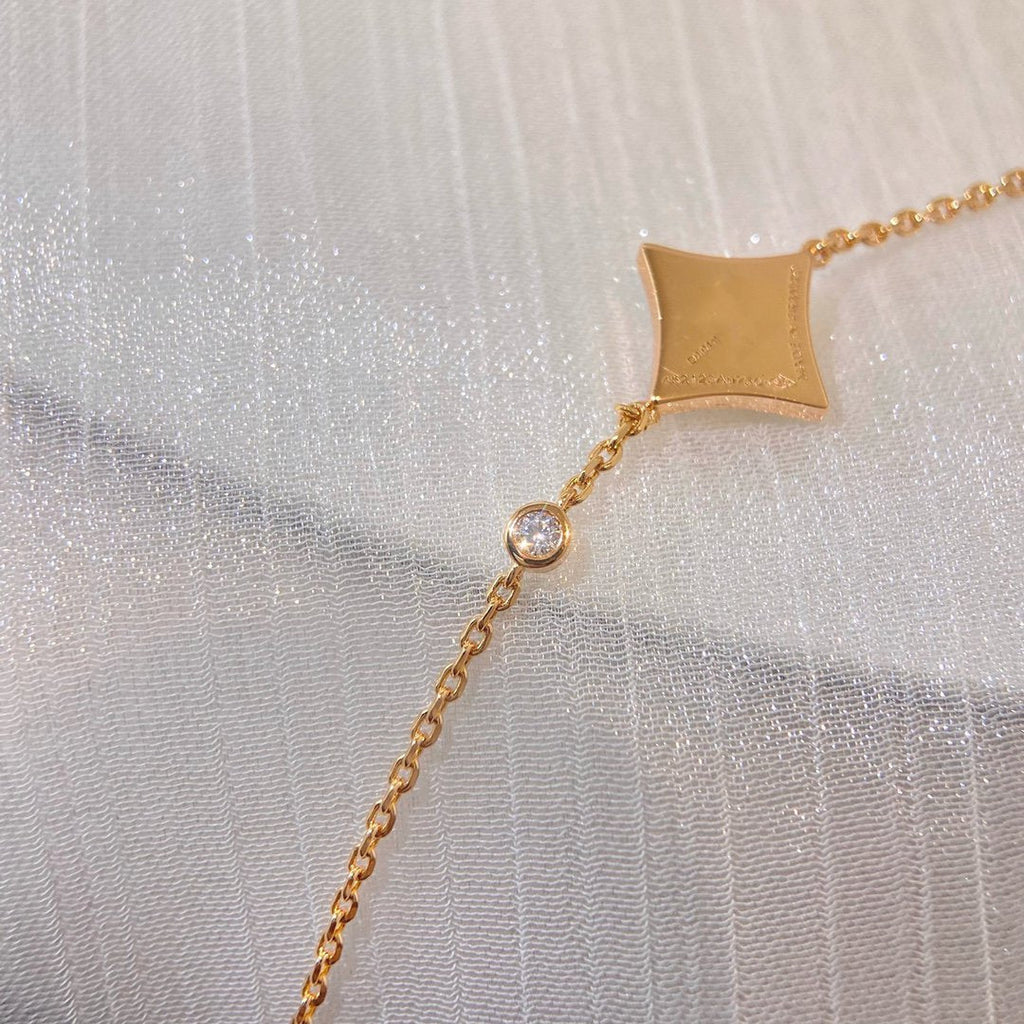 ®Jewelicorn®カラースターカーネリアンピンクゴールドダイヤモンドブレスレット