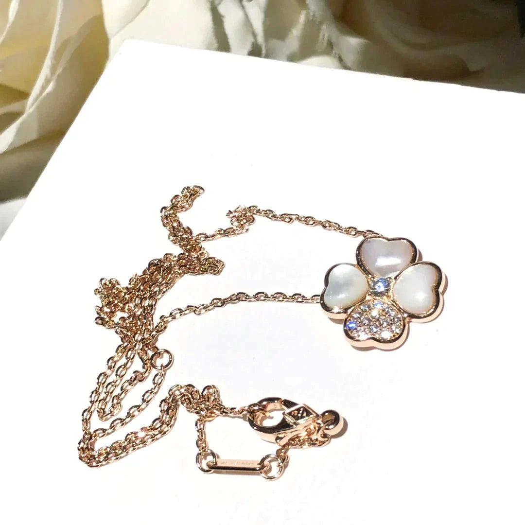 ¡®Jewelicorn¡¯CLOVER MOP DIAMOND ROSE GOLD NECKLACE