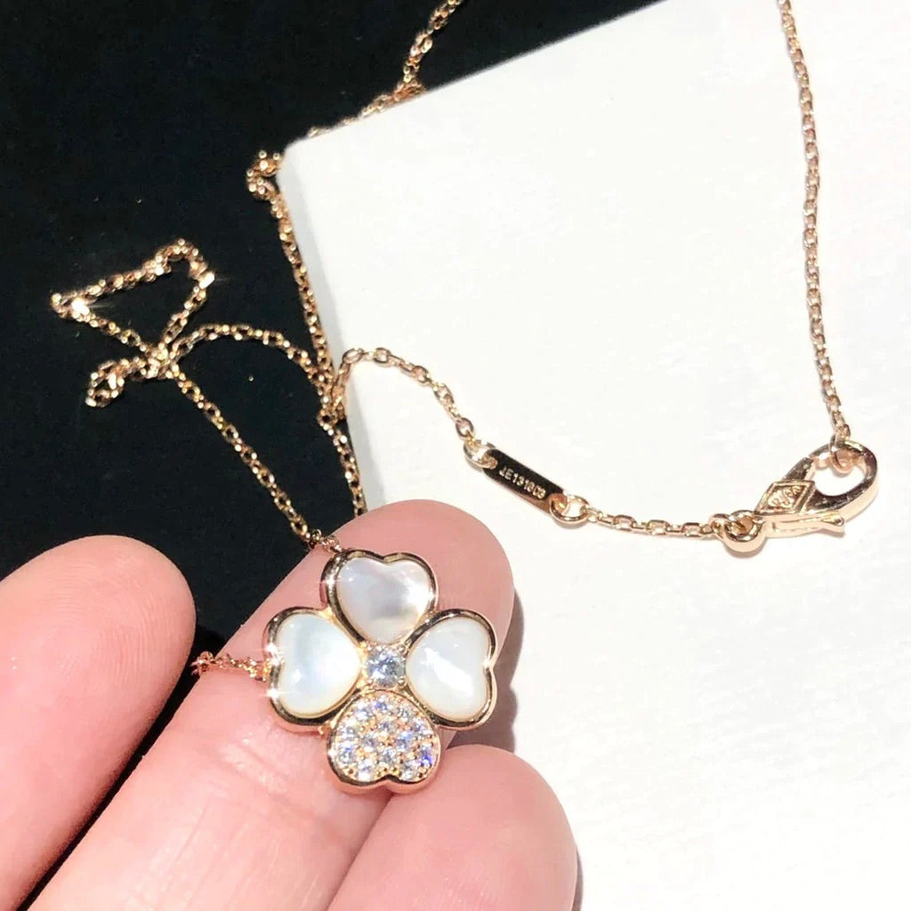 ¡®Jewelicorn¡¯CLOVER MOP DIAMOND ROSE GOLD NECKLACE
