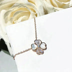 ¡®Jewelicorn¡¯CLOVER MOP DIAMOND ROSE GOLD NECKLACE