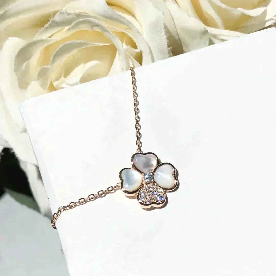 ¡®Jewelicorn¡¯CLOVER MOP DIAMOND ROSE GOLD NECKLACE