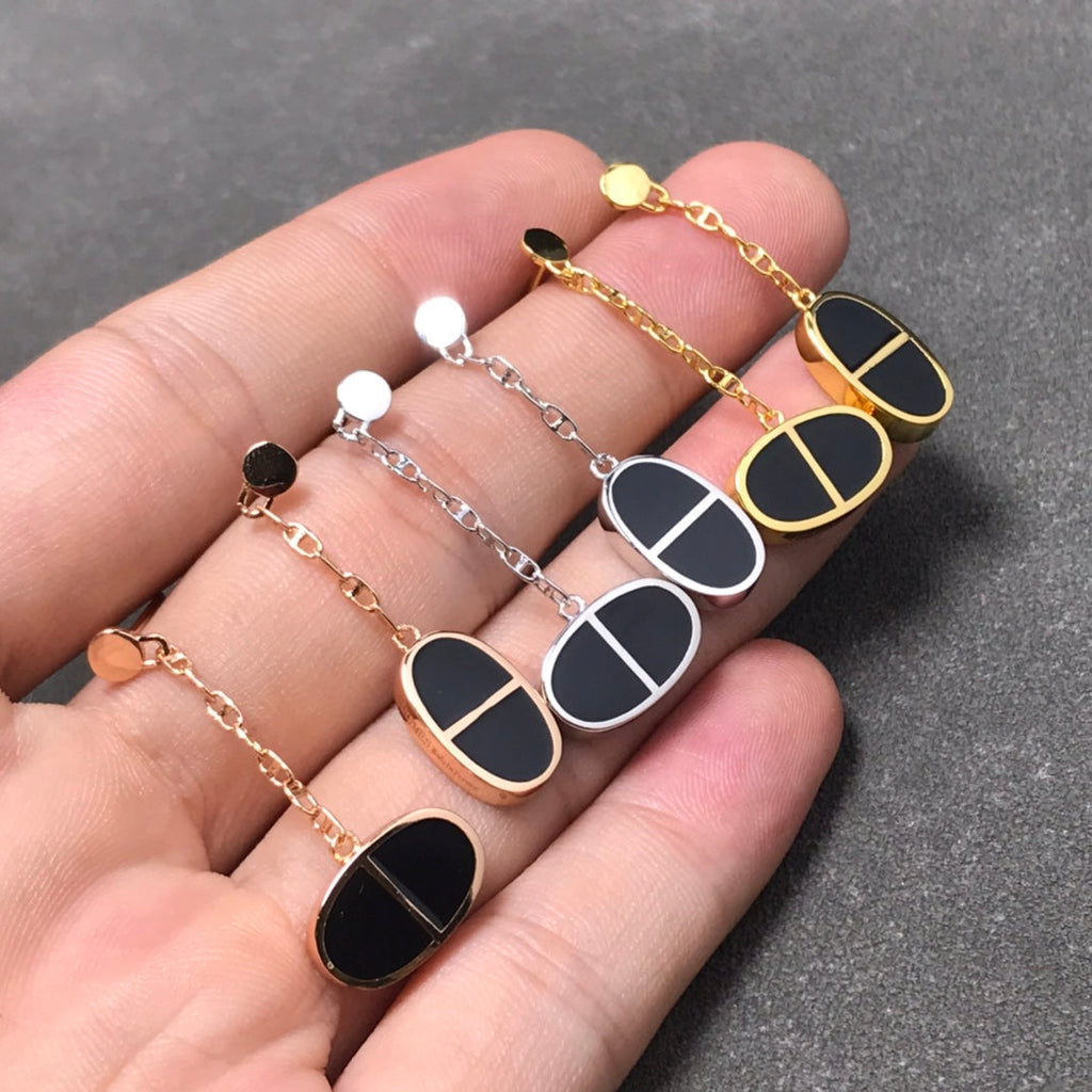 ®Jewelicorn® チェーン ヴェルソ ブラック セラミック シルバー イヤリング