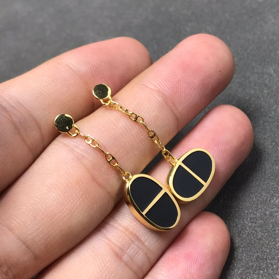 ®Jewelicorn® チェーン ヴェルソ ブラック セラミック シルバー イヤリング