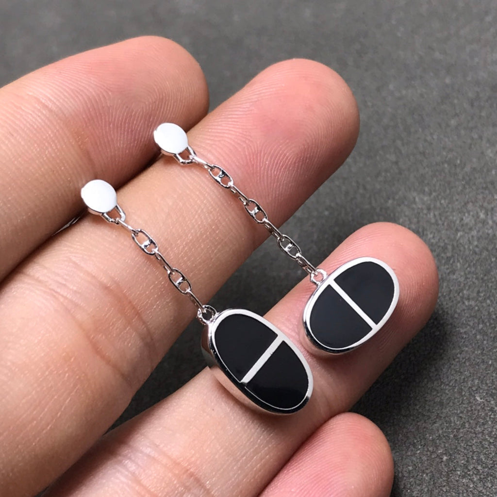 ®Jewelicorn® チェーン ヴェルソ ブラック セラミック シルバー イヤリング