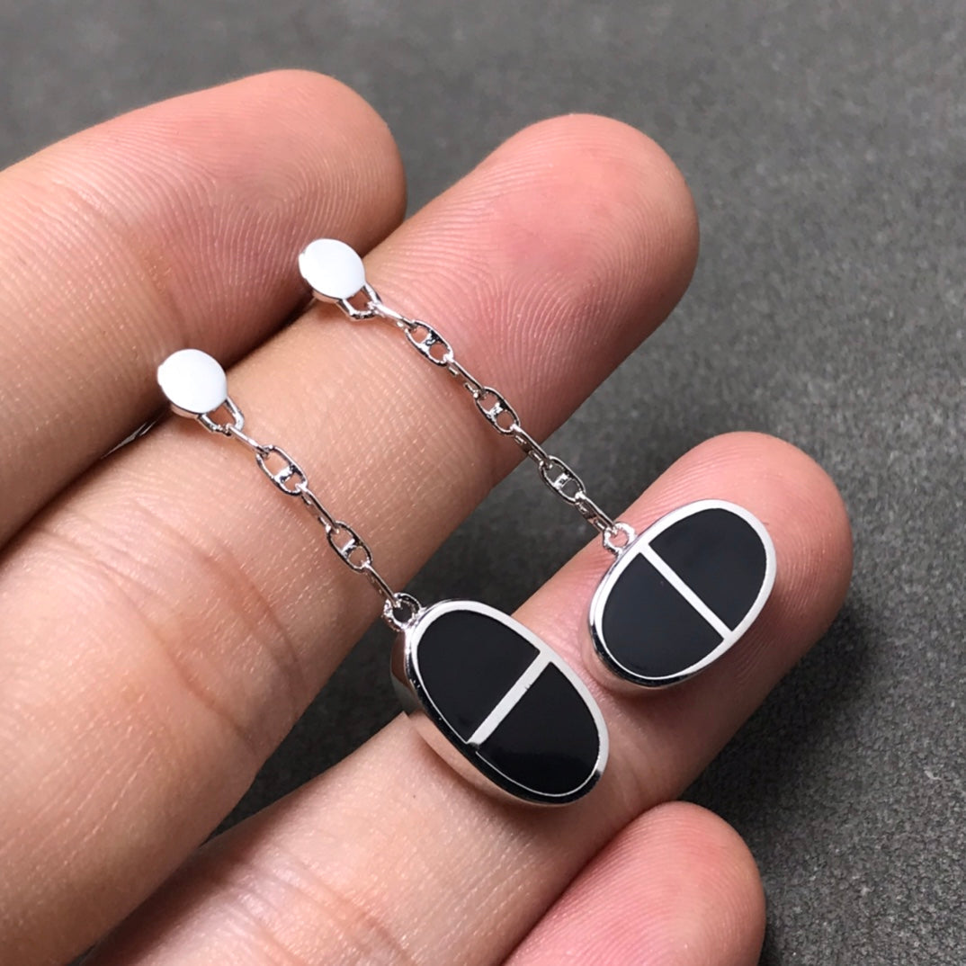 ®Jewelicorn® チェーン ヴェルソ ブラック セラミック シルバー イヤリング