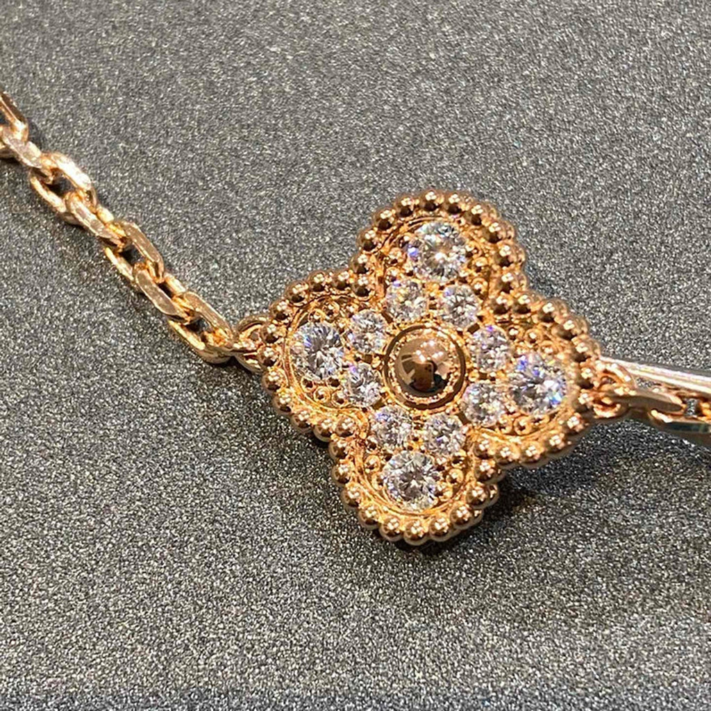 ®Jewelicorn®クローバー 5モチーフ フルダイヤモンドブレスレット