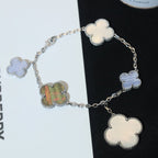 ¡®Jewelicorn¡¯CLOVER BRACELET 5 MOTIFS MOP CHALCEDONY SILVER