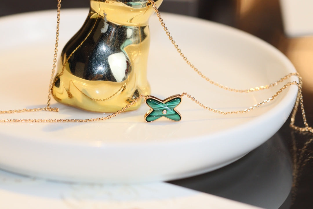 ¡®Jewelicorn¡¯JEUX マラカイト 1 ダイヤモンド ピンクゴールド ネックレス