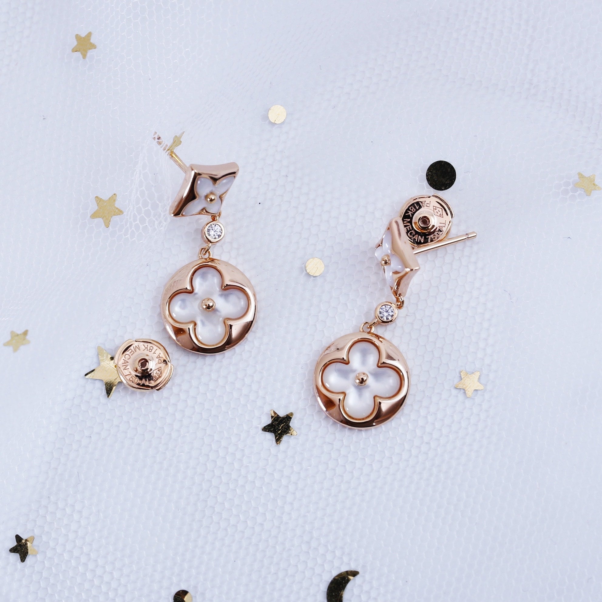 ¡®Jewelicorn¡¯STAR AND SUN PINK GOLD MOP DROP EARRINGS